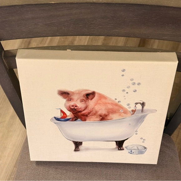 Whimsical Pig in Bathtub Canvas Art - Picture 3 of 8